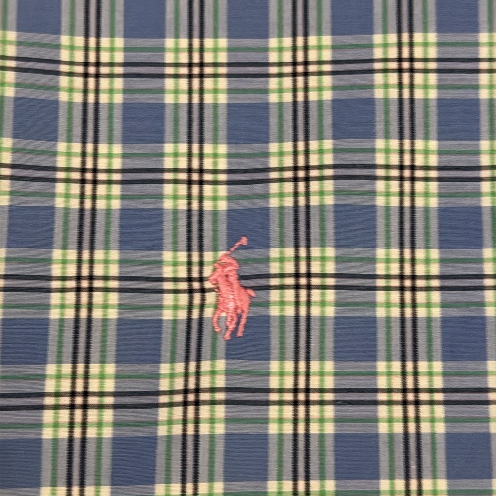 Men’s Polo by Ralph Lauren Blue Plaid button down short sleeve Shirt. Size XL - Picture 6 of 8
